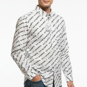 Men's White and Black Graphic The Simpson Shirt